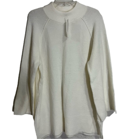 Calvin Klein Sweaters - 𝅺NWT Calvin Klein Ivory Mock Neck Sweater, Wide Arms, XL